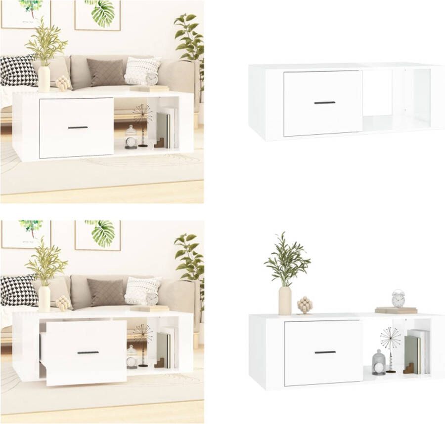 VidaXL -Salontafel-100x50 5x35-cm-bewerkt-hout-hoogglans-wit
