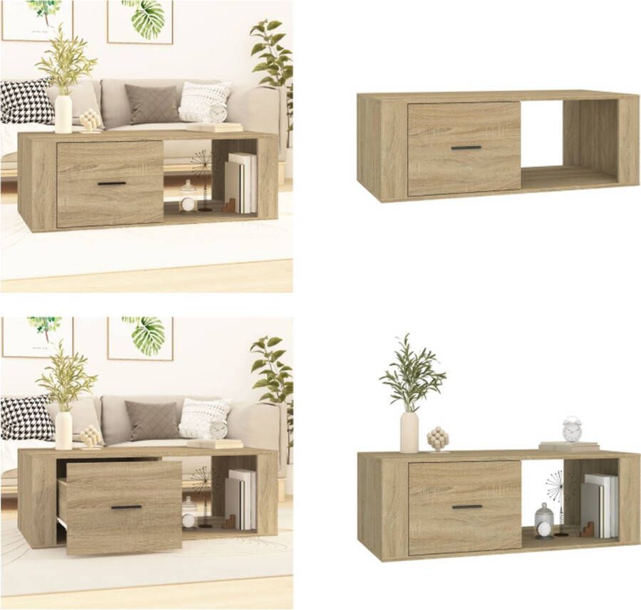 VidaXL Salontafel 100x50-5x35 cm bewerkt hout sonoma eikenkleurig Salontafel Salontafels Tafel Bijzettafel