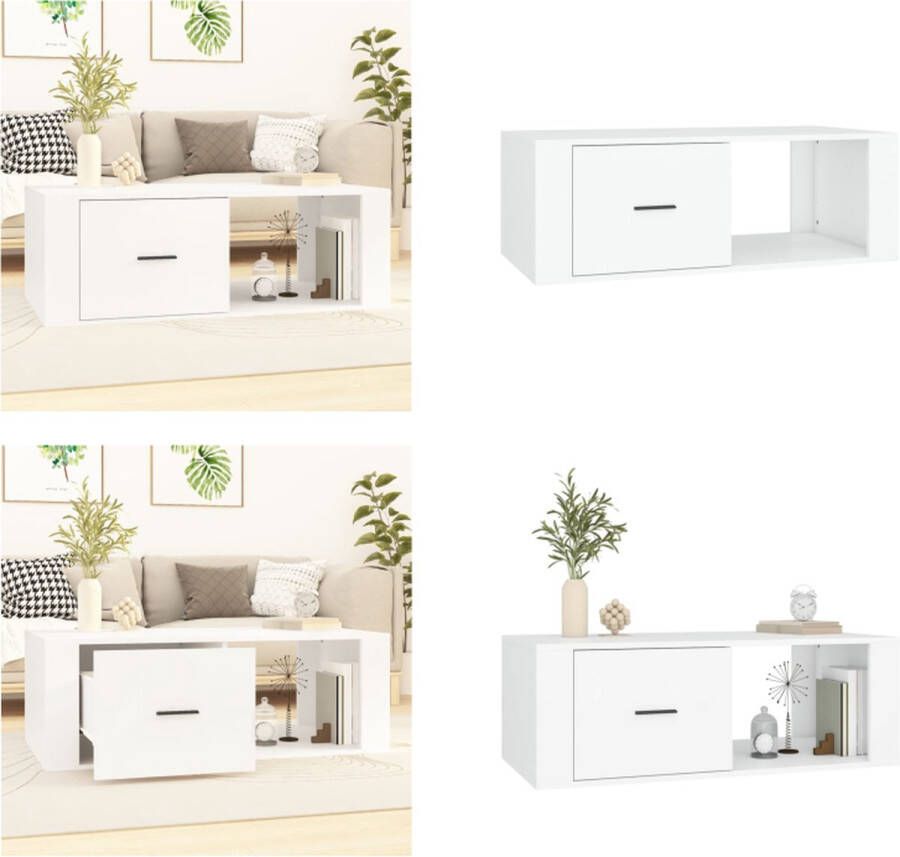 VidaXL Salontafel 100x50-5x35 cm bewerkt hout wit Salontafel Salontafels Tafel Bijzettafel