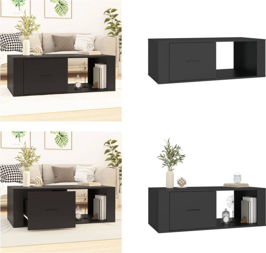 VidaXL Salontafel 100x50 5x35 cm bewerkt hout zwart Salontafel Salontafels Tafel Bijzettafel