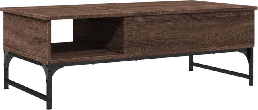 VidaXL -Salontafel-100x50x35-cm-bewerkt-hout-en-metaal-bruin-eikenkleur - Foto 4