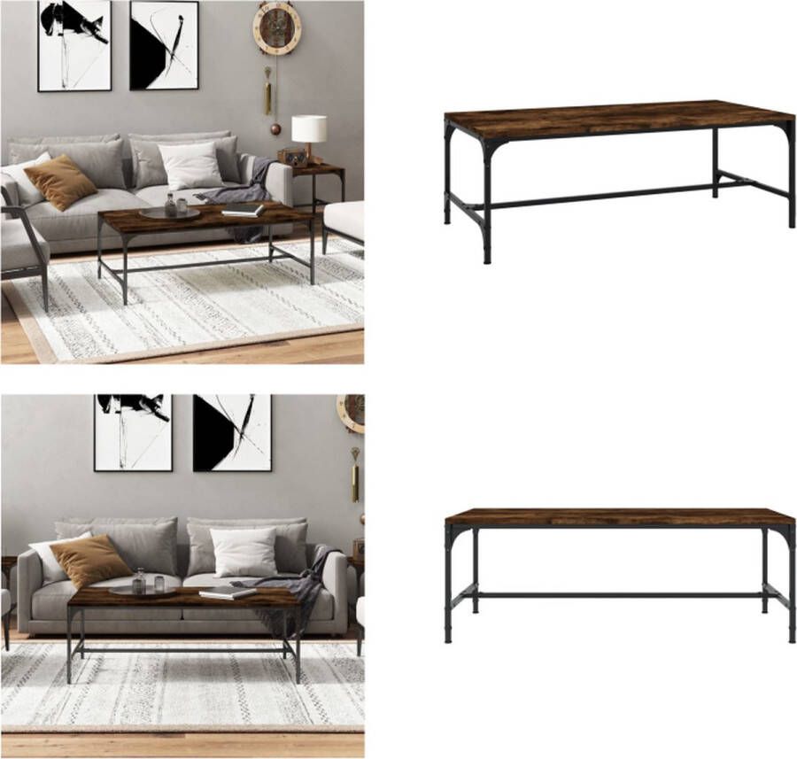 VidaXL Salontafel 100x50x35 cm bewerkt hout gerookt eikenkleurig Salontafel Salontafels Tafel Bijzettafel
