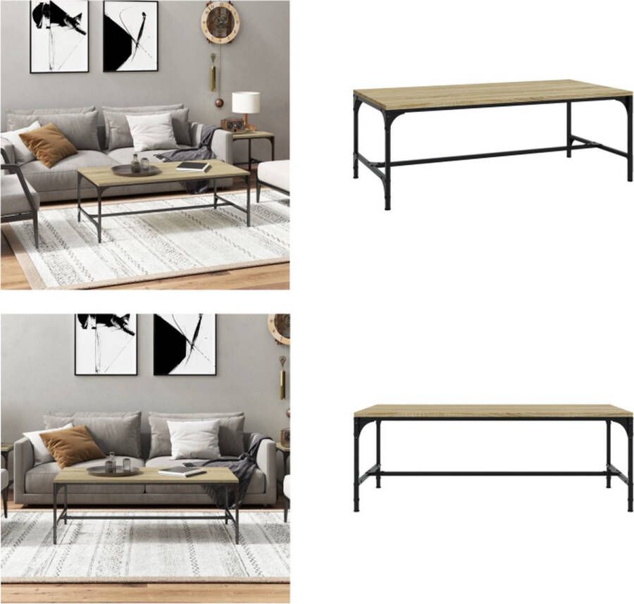 VidaXL Salontafel 100x50x35 cm bewerkt hout sonoma eikenkleurig Salontafel Salontafels Tafel Bijzettafel