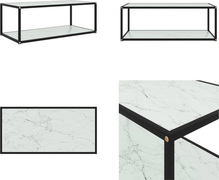 VidaXL Salontafel 100x50x35 cm gehard glas wit Banktafel Banktafels Bijzettafel Bijzettafels
