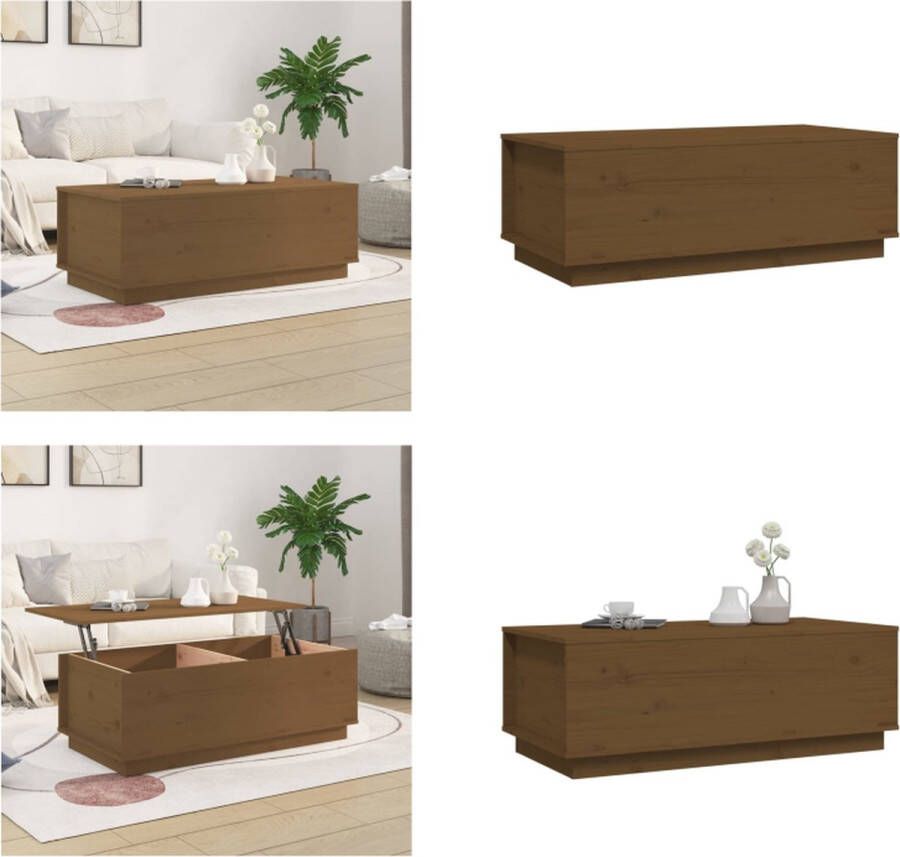 VidaXL Salontafel 100x50x35 cm massief grenenhout honingbruin Salontafel Salontafels Tafel Bijzettafel