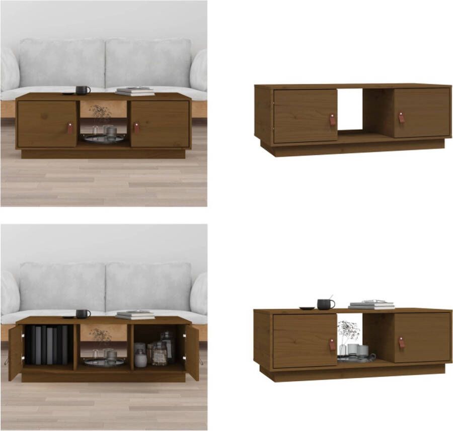 VidaXL Salontafel 100x50x35 cm massief grenenhout honingbruin Salontafel Salontafels Tafel Bijzettafel