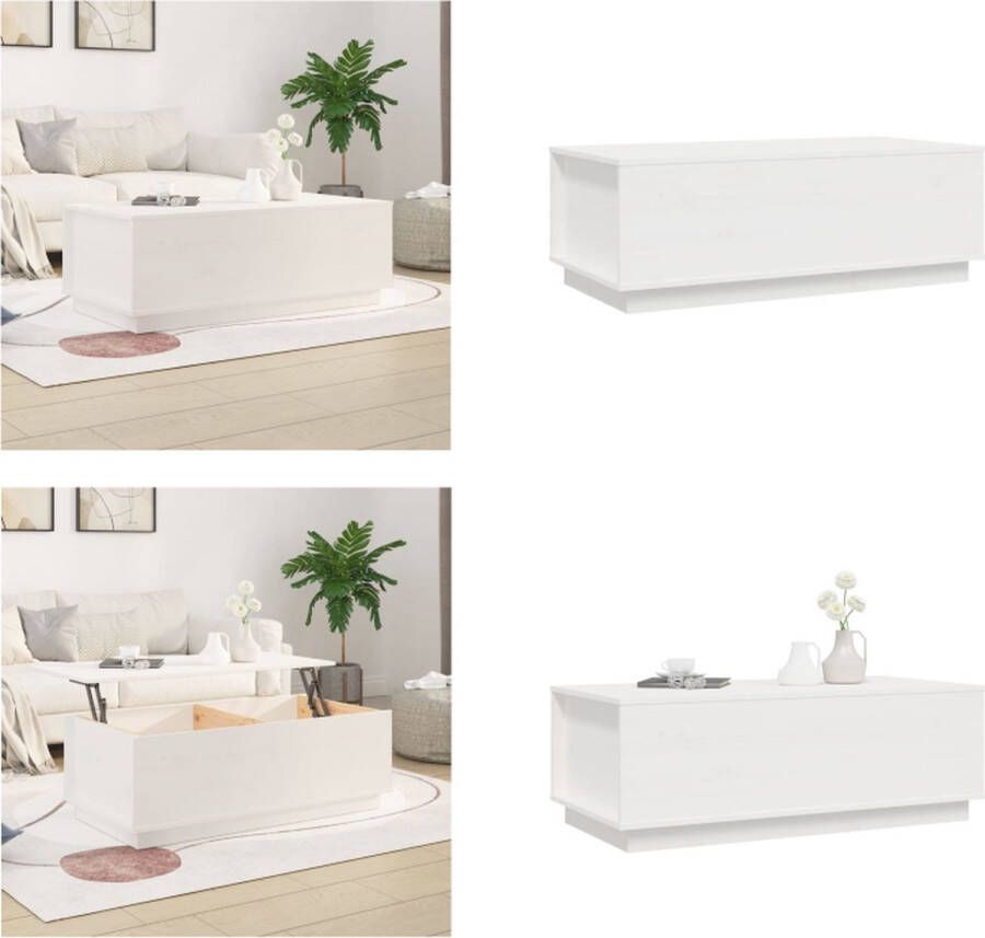 VidaXL Salontafel 100x50x35 cm massief grenenhout wit Salontafel Salontafels Tafel Bijzettafel