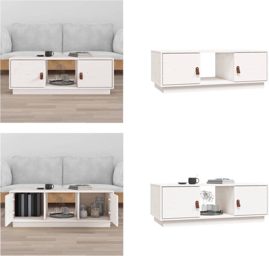 VidaXL Salontafel 100x50x35 cm massief grenenhout wit Salontafel Salontafels Tafel Bijzettafel