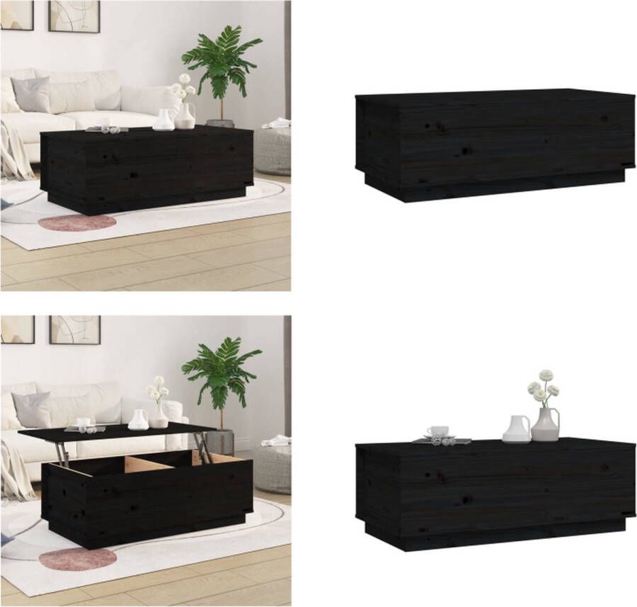 VidaXL Salontafel 100x50x35 cm massief grenenhout zwart Salontafel Salontafels Tafel Bijzettafel