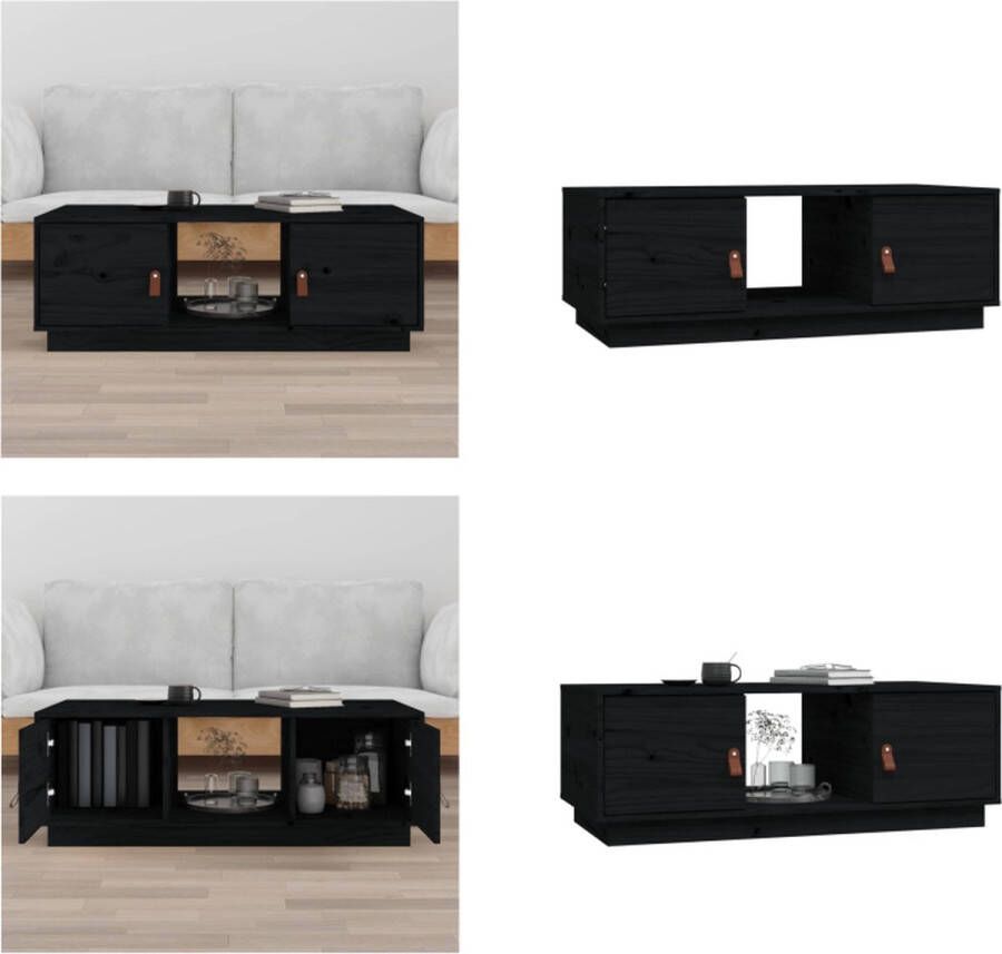 VidaXL Salontafel 100x50x35 cm massief grenenhout zwart Salontafel Salontafels Tafel Bijzettafel