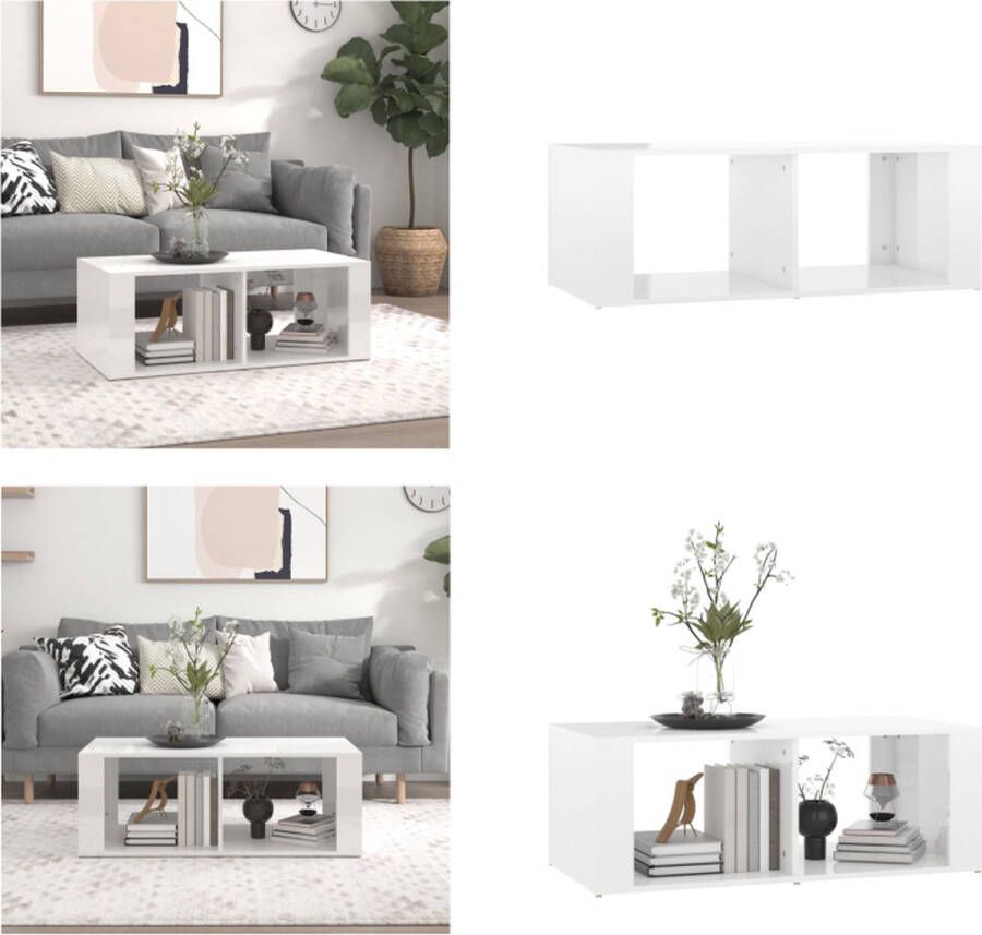 VidaXL Salontafel 100x50x36 cm bewerkt hout hoogglans wit Salontafel Salontafels Bijzettafel Woonkamertafel