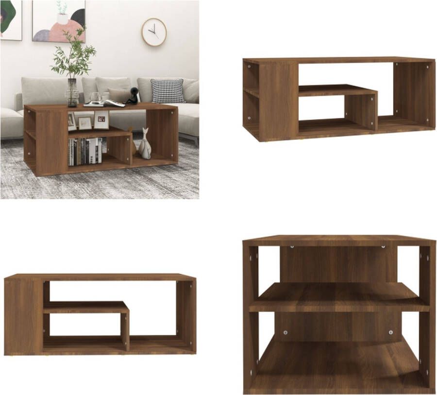 VidaXL Salontafel 100x50x40 cm bewerkt hout bruineiken Salontafel Salontafels Tafel Bijzettafel - Foto 2