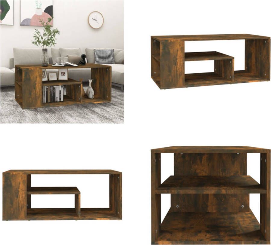 VidaXL Salontafel 100x50x40 cm bewerkt hout gerookt eikenkleurig Salontafel Salontafels Tafel Bijzettafel - Foto 2