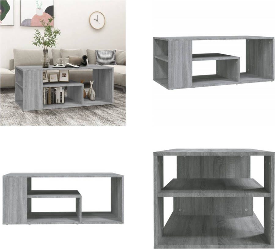 VidaXL Salontafel 100x50x40 cm bewerkt hout grijs sonoma eikenkleurig Salontafel Salontafels Tafel Bijzettafel - Foto 2
