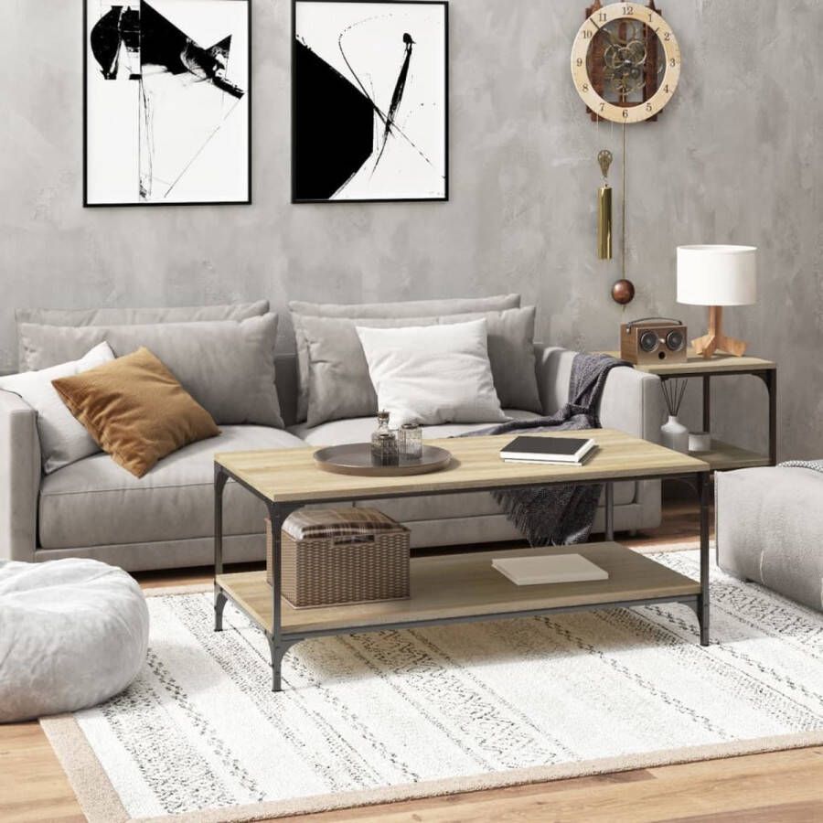 VidaXL -Salontafel-100x50x40-cm-bewerkt-hout-sonoma-eikenkleurig - Foto 3