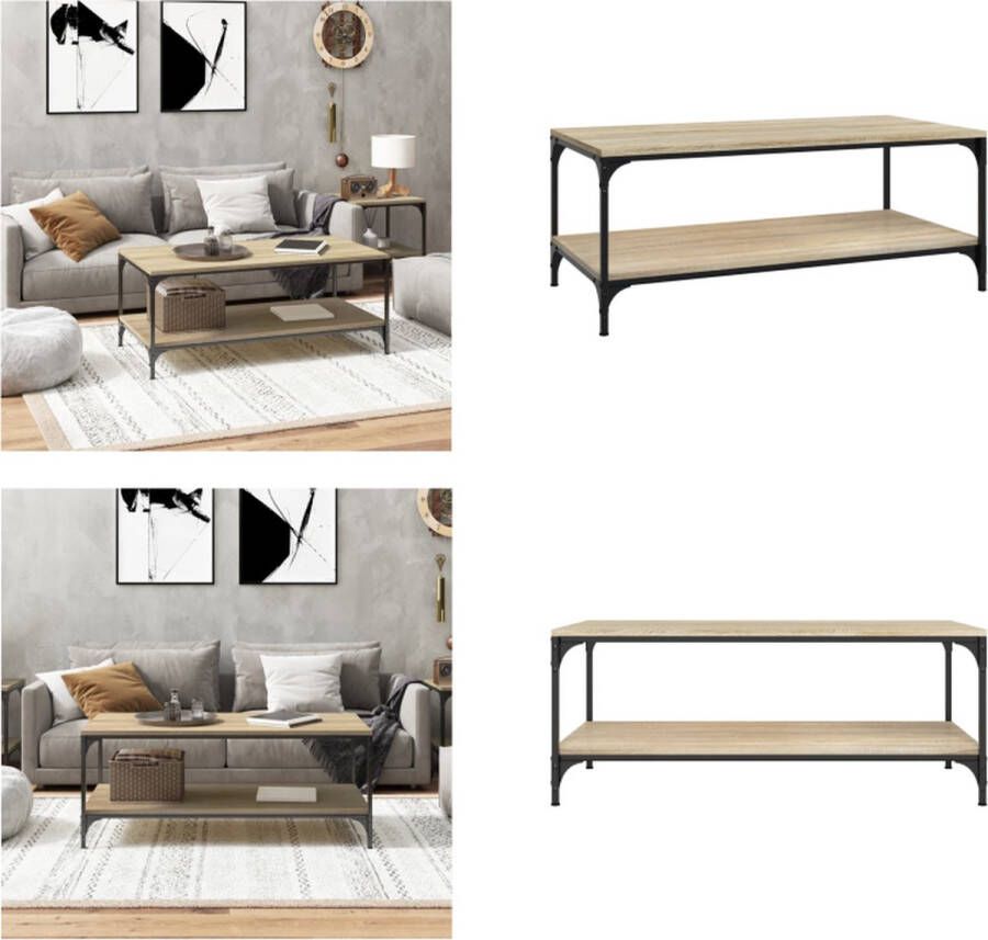 VidaXL Salontafel 100x50x40 cm bewerkt hout sonoma eikenkleurig Salontafel Salontafels Tafel Bijzettafel