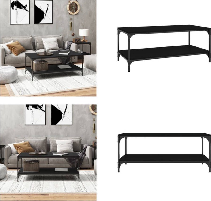 VidaXL Salontafel 100x50x40 cm bewerkt hout zwart eikenkleurig Salontafel Salontafels Tafel Bijzettafel