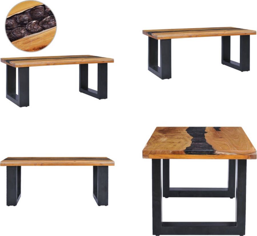 VidaXL Salontafel 100x50x40 cm massief teakhout en polyresin Salontafel Salontafels Bijzettafel Bijzettafels