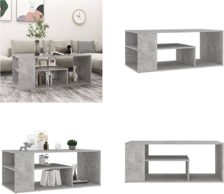 VidaXL Salontafel 100x50x40 cm bewerkt hout betongrijs Salontafel Salontafels Koffietafel Koffietafels