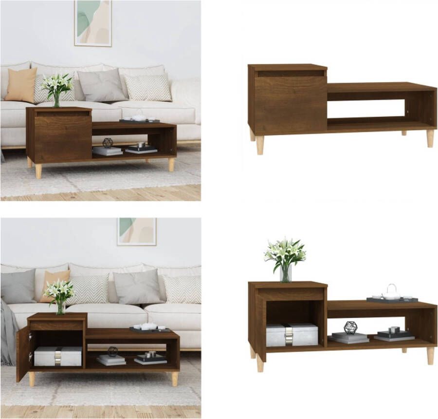 VidaXL Salontafel 100x50x45 cm bewerkt hout bruineiken Salontafel Salontafels Tafel Bijzettafel
