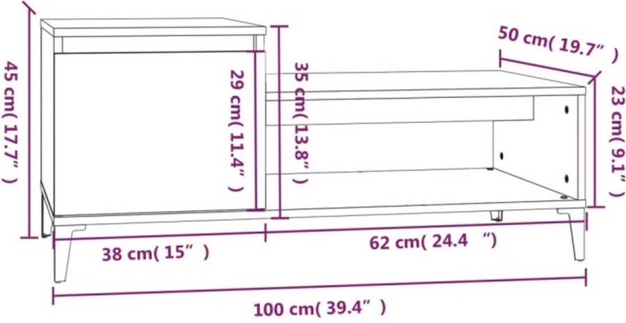 VidaXL -Salontafel-100x50x45-cm-bewerkt-hout-gerookt-eikenkleurig - Foto 5