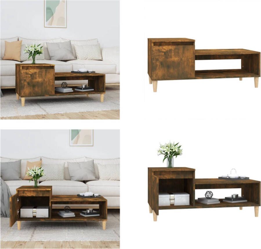 VidaXL Salontafel 100x50x45 cm bewerkt hout gerookt eikenkleurig Salontafel Salontafels Tafel Bijzettafel - Foto 2