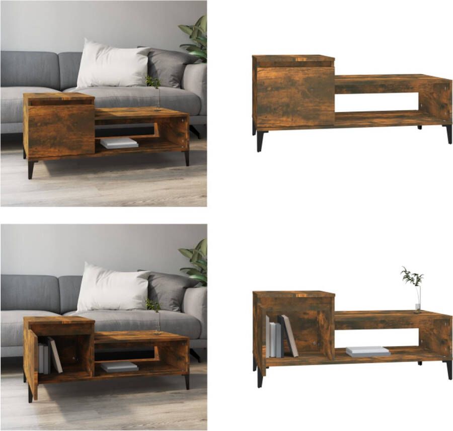 VidaXL Salontafel 100x50x45 cm bewerkt hout gerookt eikenkleurig Salontafel Salontafels Tafel Bijzettafel