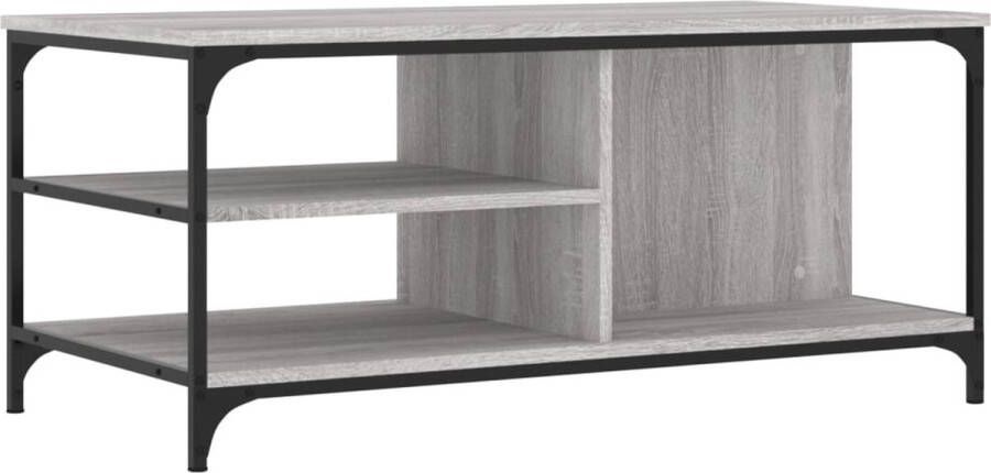 VidaXL The Living Store Salontafel 100x50x45 cm bewerkt hout grijs sonoma Salontafel Bijzettafel Houten Salontafel Grijze Salontafel Moderne Salontafel