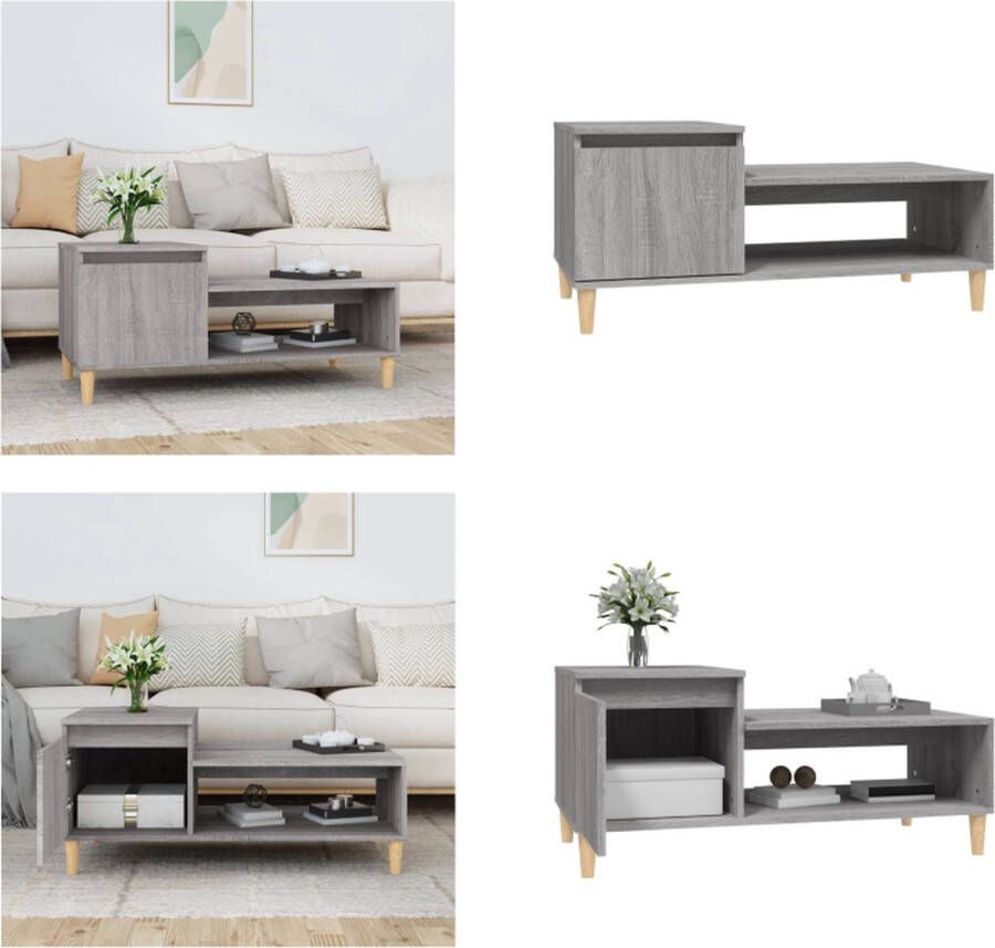 VidaXL Salontafel 100x50x45 cm bewerkt hout grijs sonoma Salontafel Salontafels Tafel Bijzettafel - Foto 2