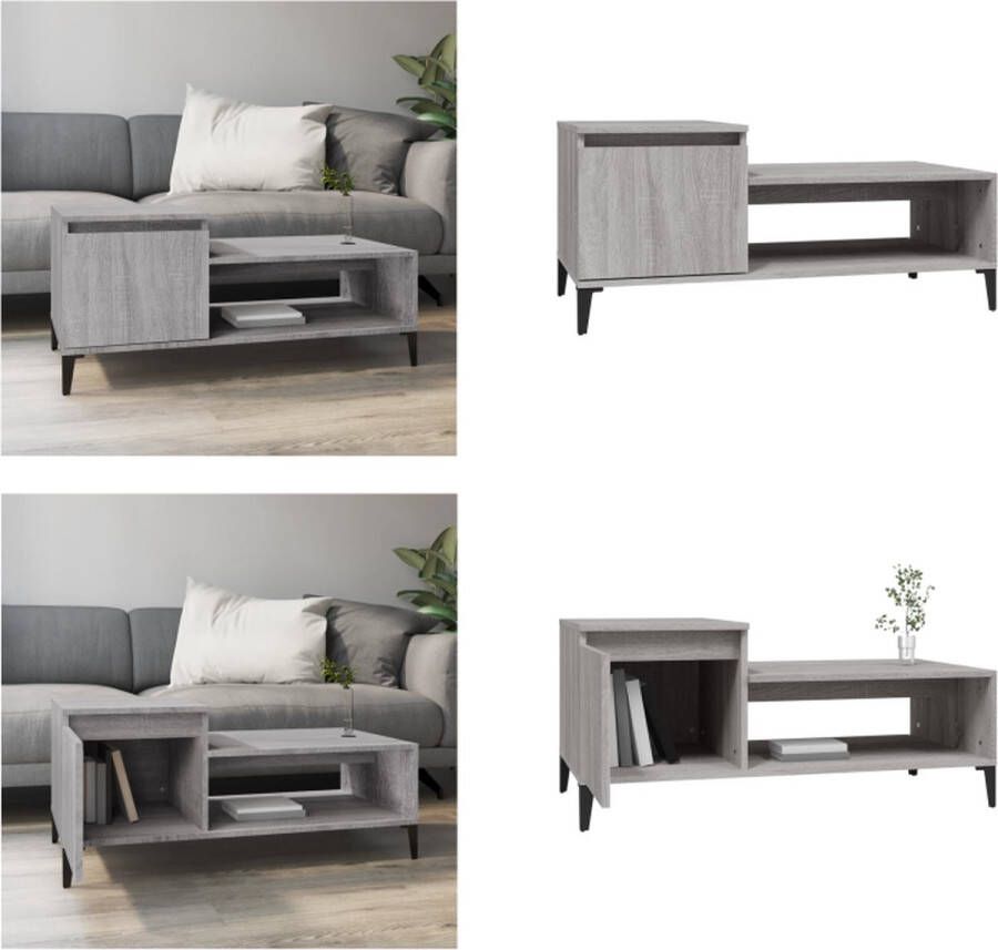 VidaXL Salontafel 100x50x45 cm bewerkt hout grijs sonoma Salontafel Salontafels Tafel Bijzettafel