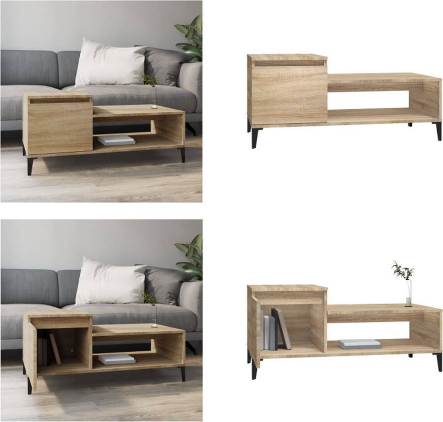 VidaXL Salontafel 100x50x45 cm bewerkt hout sonoma eikenkleurig Salontafel Salontafels Tafel Bijzettafel