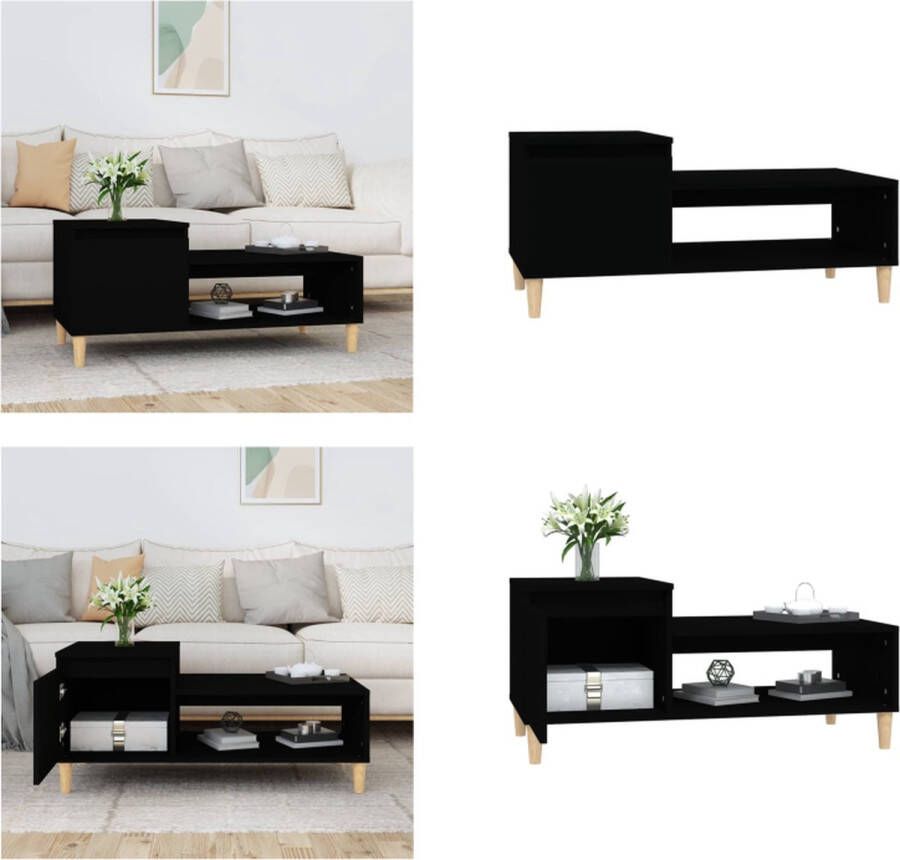 VidaXL Salontafel 100x50x45 cm bewerkt hout zwart Salontafel Salontafels Tafel Bijzettafel - Foto 2