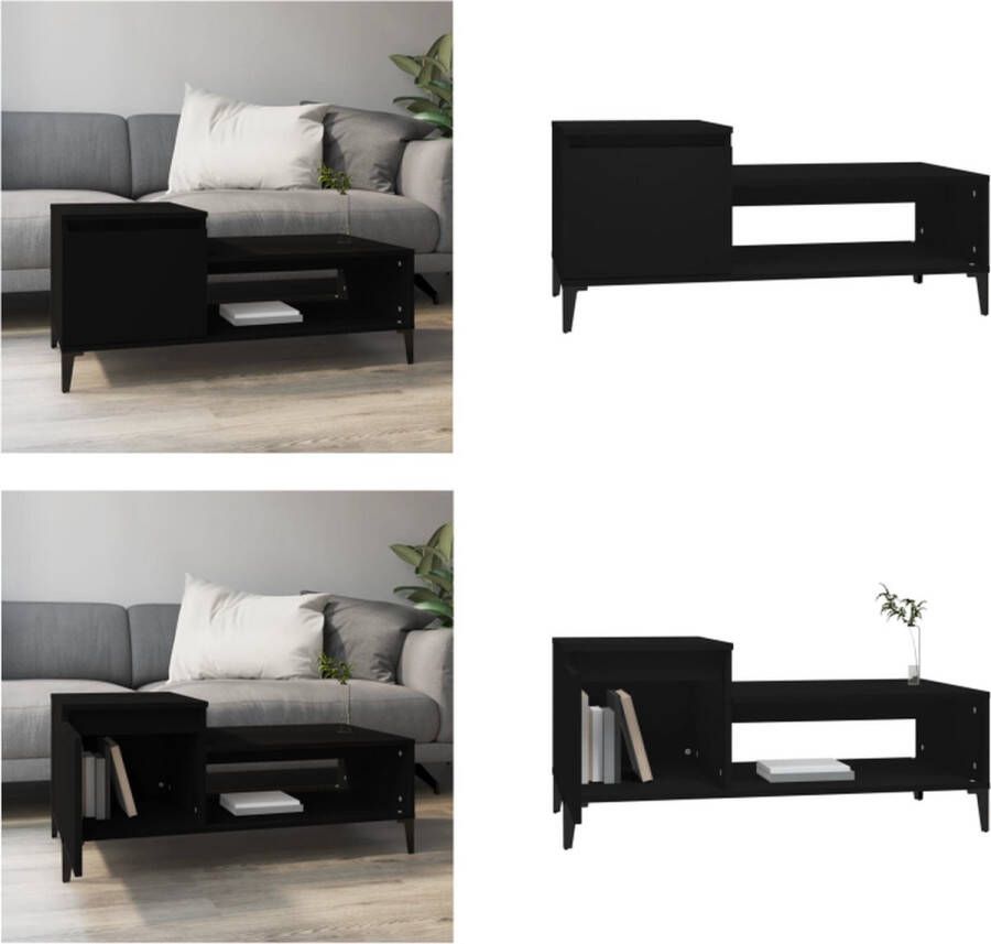 VidaXL Salontafel 100x50x45 cm bewerkt hout zwart Salontafel Salontafels Tafel Bijzettafel