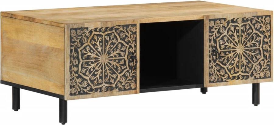 VidaXL Salontafel 100x54x40 cm Massief Mangohout Bijzettafel Salontafel Retro Stijl Mangohout Houten Tafel Vintage Woonaccessoires