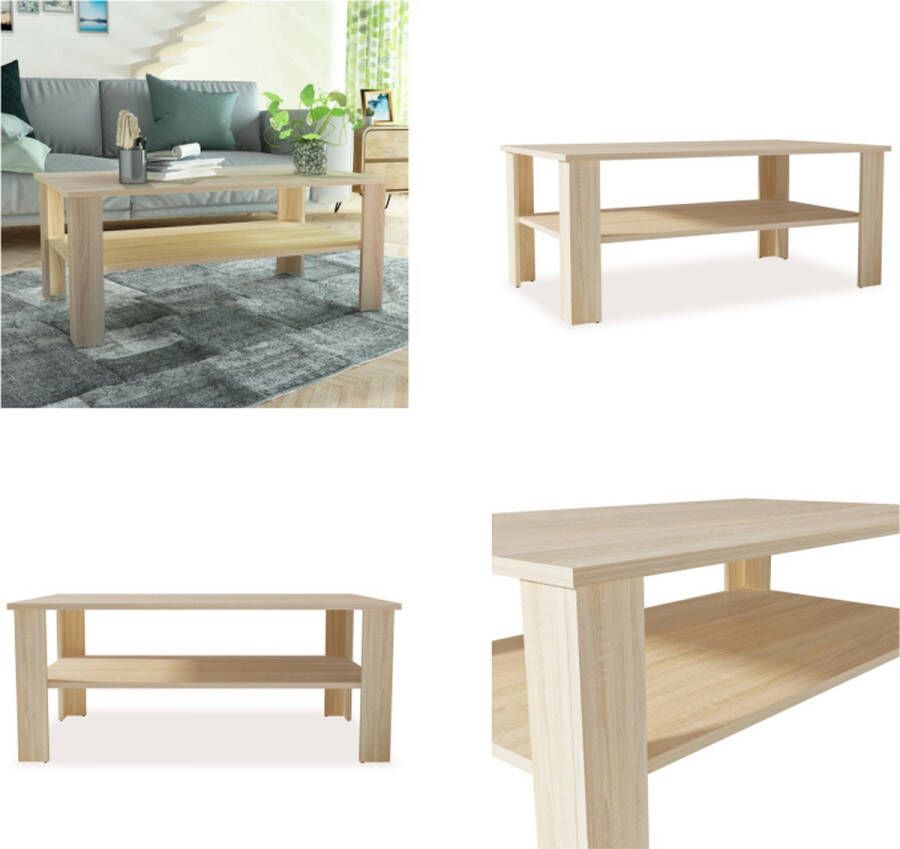 VidaXL Salontafel 100x59x42 cm bewerkt hout eikenkleurig Salontafel Salontafels Koffietafel Koffietafels