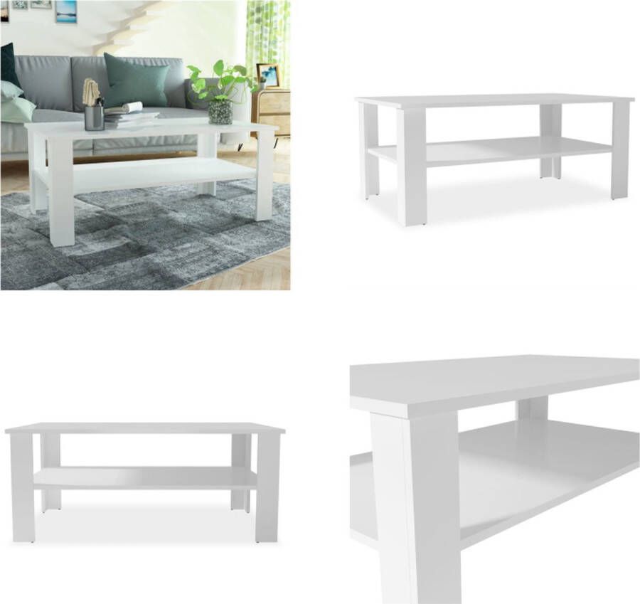VidaXL Salontafel 100x59x42 cm bewerkt hout wit Salontafel Salontafels Koffietafel Koffietafels
