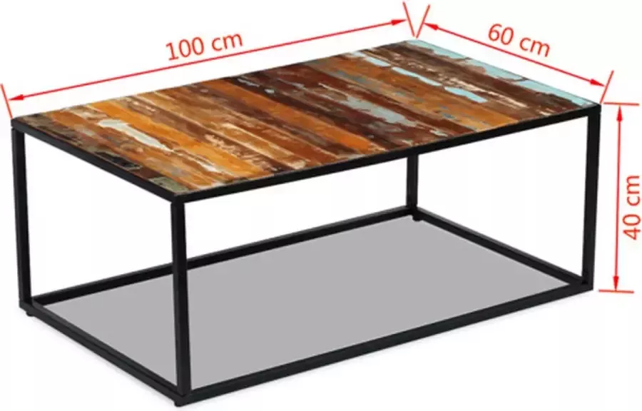 VidaXL -Salontafel-100x60x40-cm-massief-gerecycled-hout - Foto 2