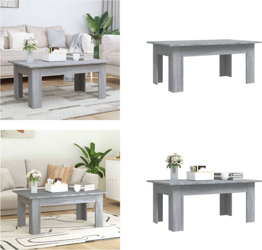 VidaXL Salontafel 100x60x42 cm bewerkt hout grijs sonoma eikenkleurig Salontafel Salontafels Tafel Bijzettafel