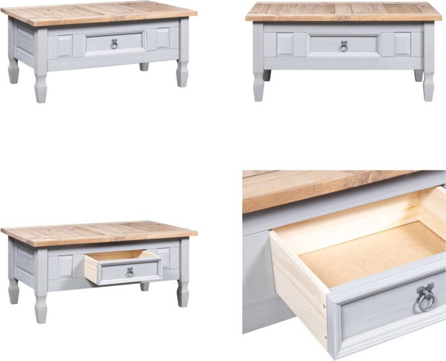 VidaXL Salontafel 100x60x45 cm Mexicaans grenenhout Corona-stijl grijs Salontafel Salontafels Bijzettafel Tafeltje