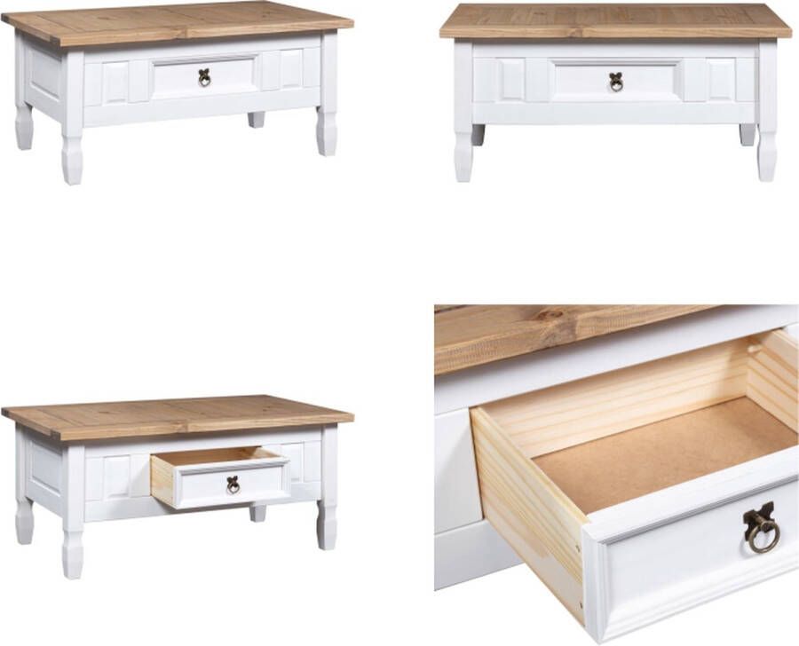 VidaXL Salontafel 100x55x44 cm Mexicaans grenenhout Corona-stijl wit Salontafel Salontafels Bijzettafel Tafeltje
