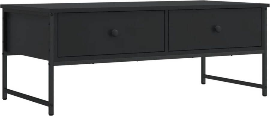 VidaXL Salontafel Zwart 101x49x39 5 cm Salontafel Industrieel Houten Salontafel Zwarte Salontafel Tv Tafeltje Koffietafel Stoere Salontafel Multifunctionele Salontafel Met Lade - Foto 2