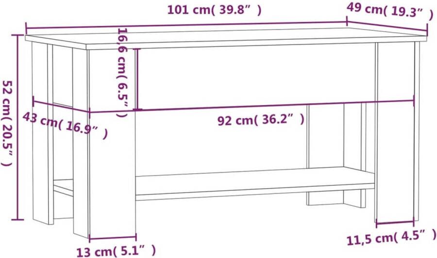 VidaXL -Salontafel-101x49x52-cm-bewerkt-hout-betongrijs - Foto 2