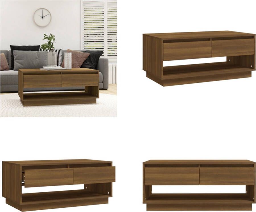 VidaXL Salontafel 102 5x55x44 cm bewerkt hout bruin eikenkleurig Salontafel Salontafels Woonkamertafel Banktafel