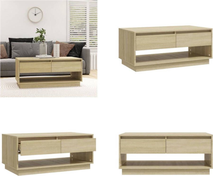 VidaXL Salontafel 102 5x55x44 cm bewerkt hout sonoma eikenkleurig Salontafel Salontafels Woonkamertafel Banktafel