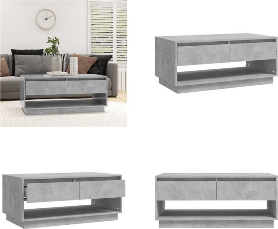 VidaXL Salontafel 102 5x55x44 cm bewerkt hout betongrijs Salontafel Salontafels Woonkamertafel Banktafel
