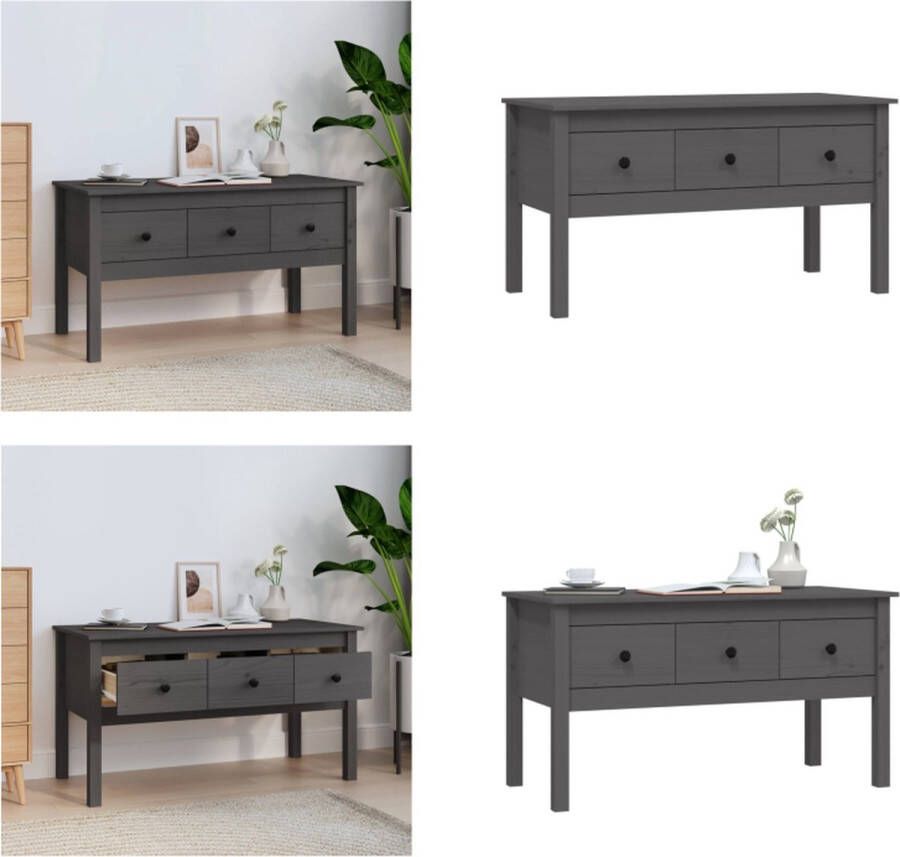 VidaXL -Salontafel-102x49x55-cm-massief-grenenhout-grijs - Foto 3