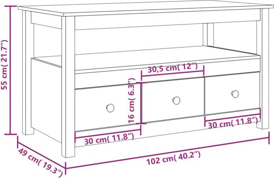 VidaXL -Salontafel-102x49x55-cm-massief-grenenhout-honingbruin - Foto 3