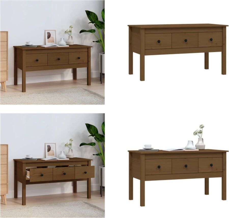 VidaXL Salontafel 102x49x55 cm massief grenenhout honingbruin Salontafel Salontafels Tafel Bijzettafel