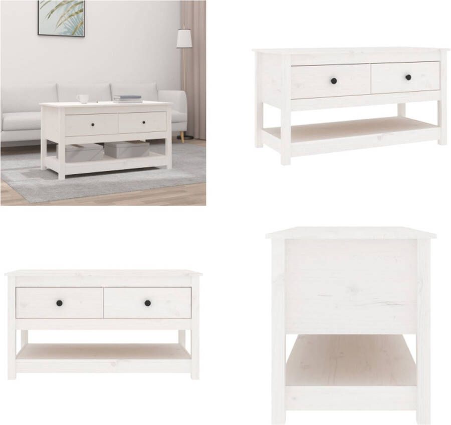 VidaXL Salontafel 102x49x55 cm massief grenenhout wit Salontafel Salontafels Tafel Bijzettafel