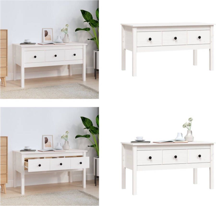 VidaXL Salontafel 102x49x55 cm massief grenenhout wit Salontafel Salontafels Tafel Bijzettafel